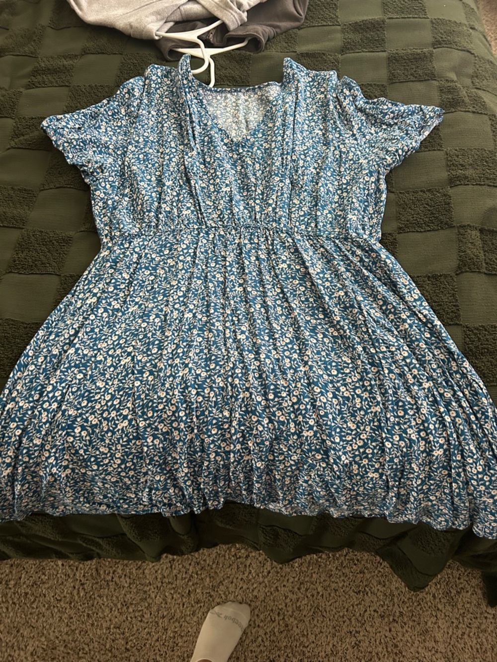Blue Floral Girls' Skirt with Elastic Waistband